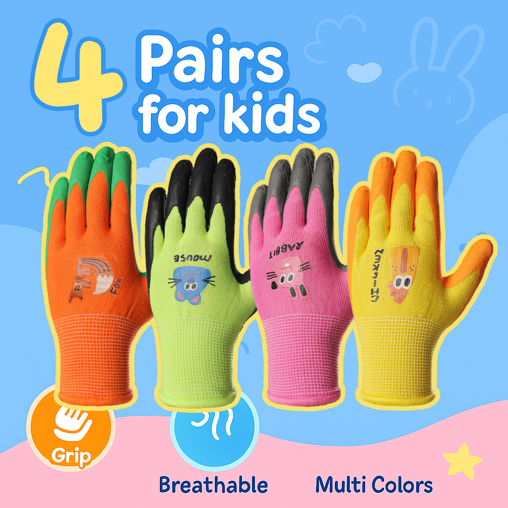 Kids Outdoor Gloves - 4 Pairs Kids' Gloves Latex Gloves