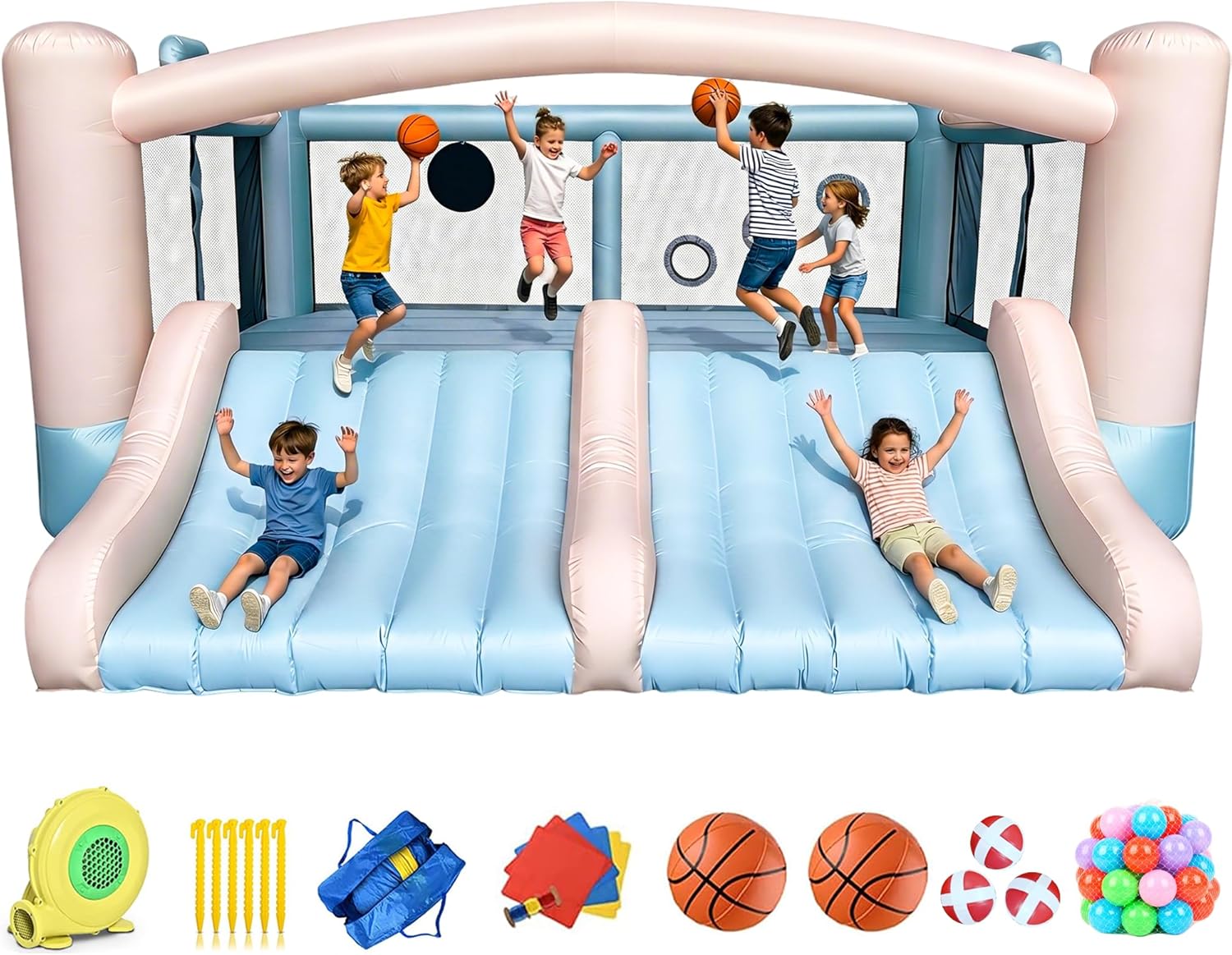 Kids Outdoor Jumping Castle - Large 8-in-1 Inflatable Bounce House with