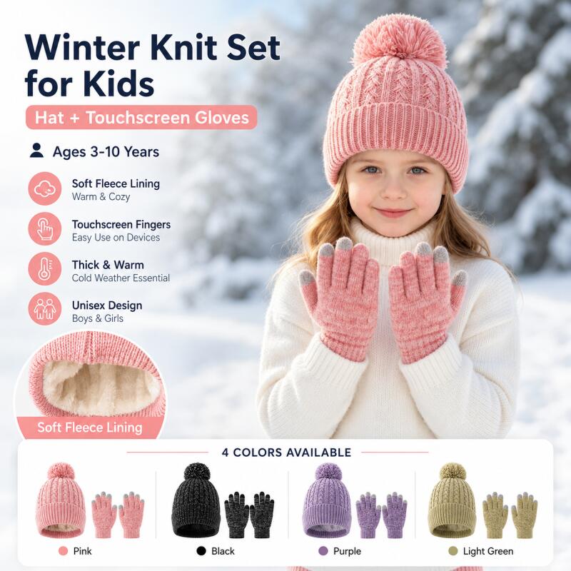 Kids Winter Knit Hat Touchscre - Kids Outdoor Gloves review and price