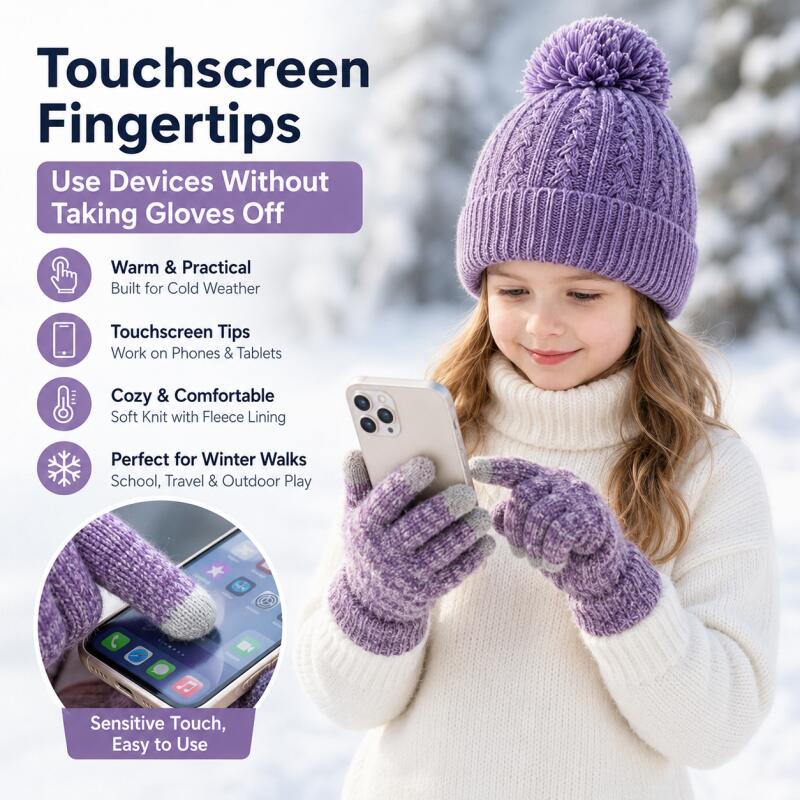 Kids Winter Knit Hat Touchscre - Kids Outdoor Gloves review and price
