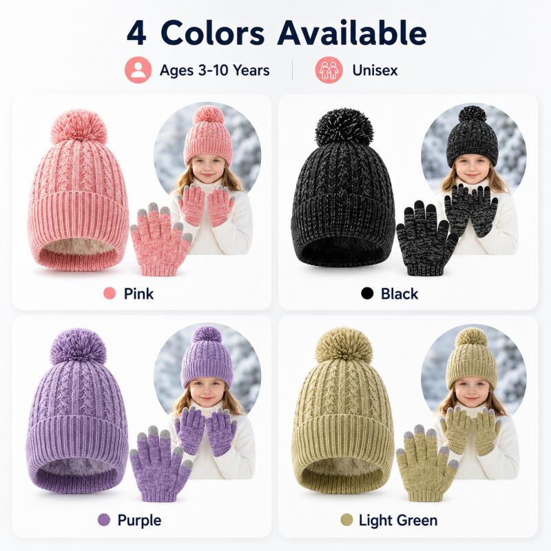 Kids Winter Knit Hat Touchscre - Kids Outdoor Gloves review and price