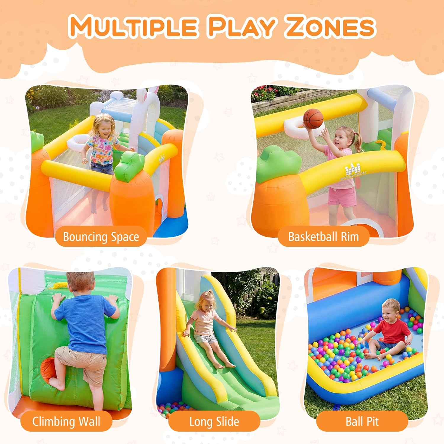 Inflatable Bounce House with B - Kids Outdoor Jumping review and price