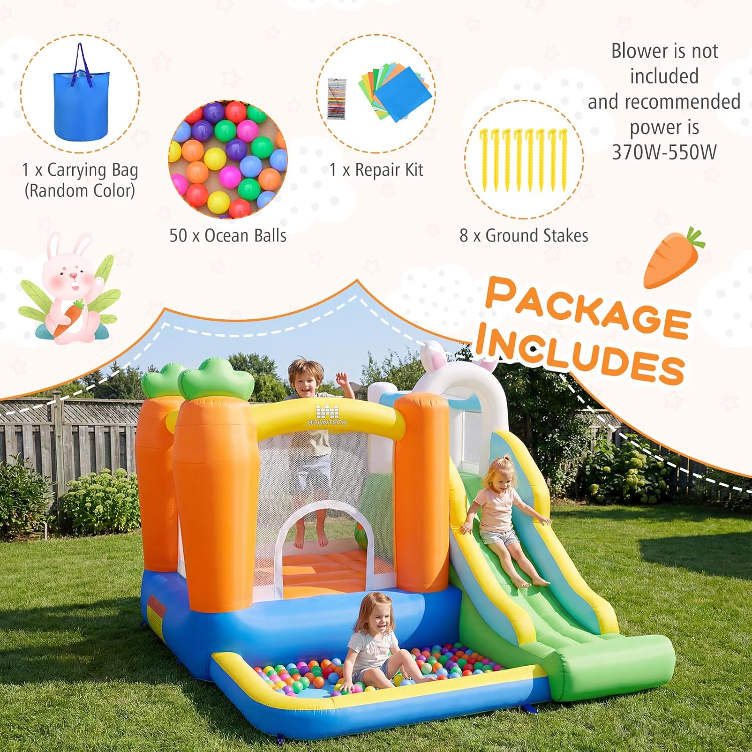 Inflatable Bounce House with B - Kids Outdoor Jumping review and price