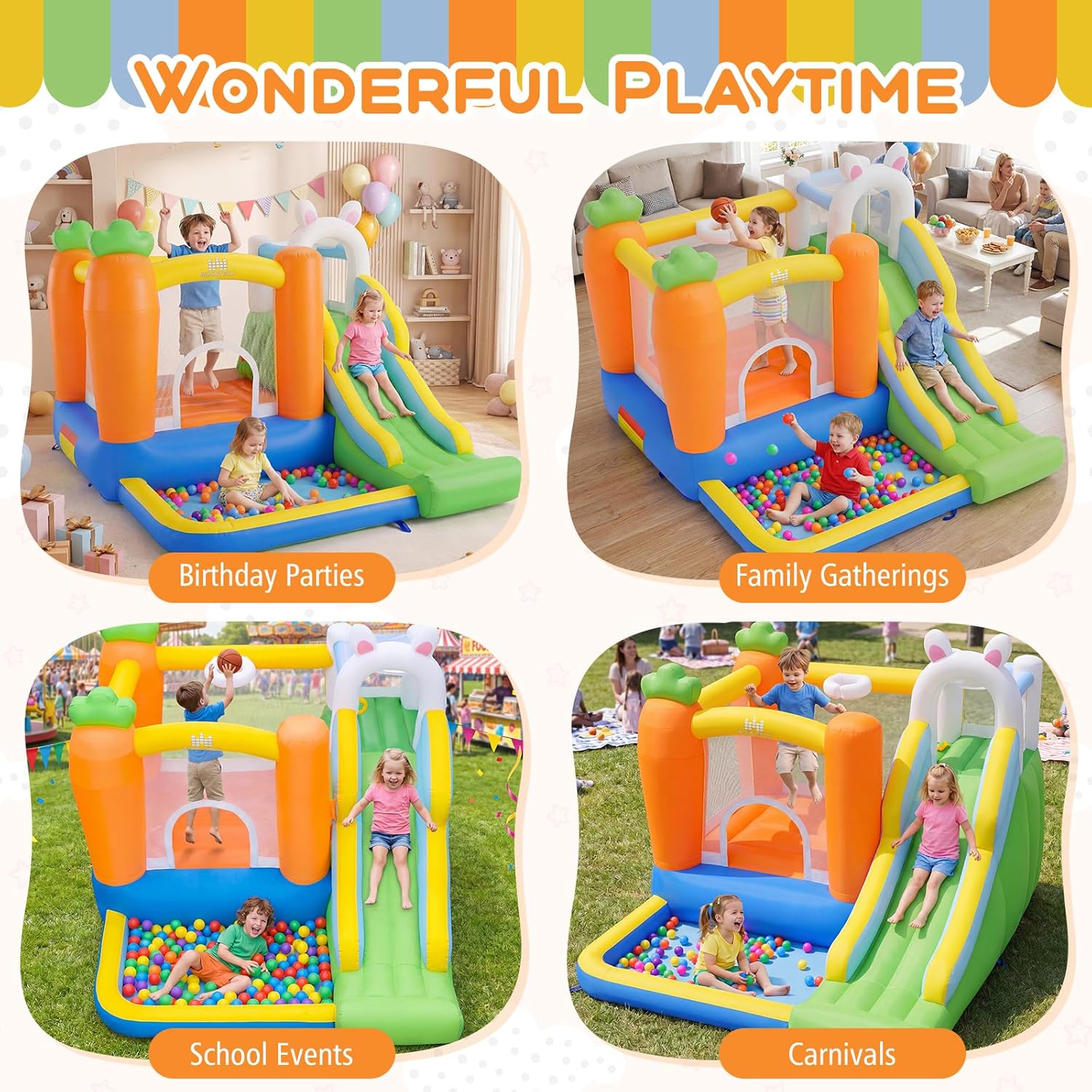 Inflatable Bounce House with B - Kids Outdoor Jumping review and price