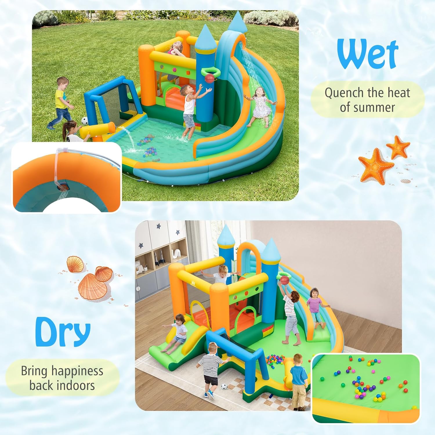 9-in-1 Inflatable Water Slide  - Kids Outdoor Jumping review and price