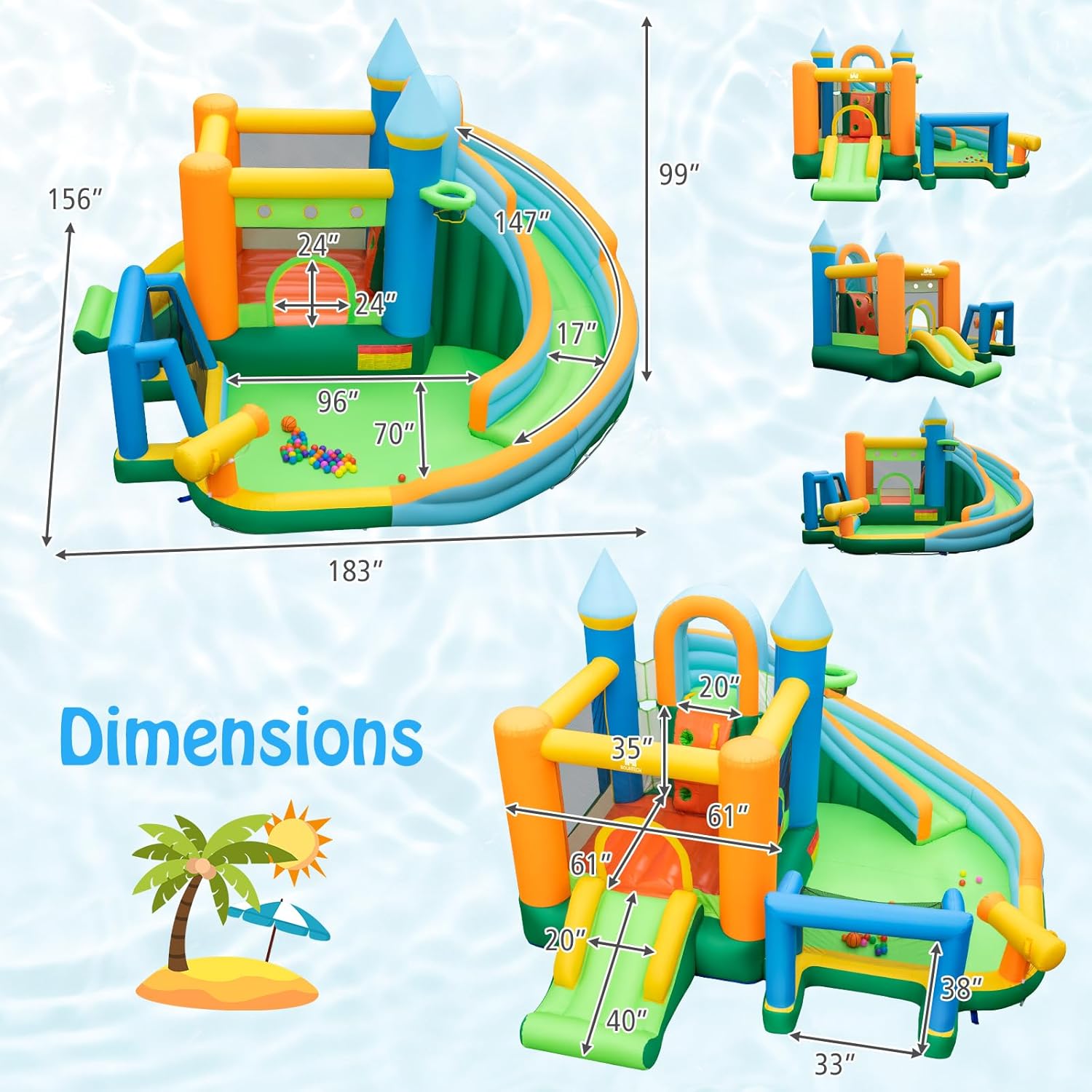 9-in-1 Inflatable Water Slide  - Kids Outdoor Jumping review and price