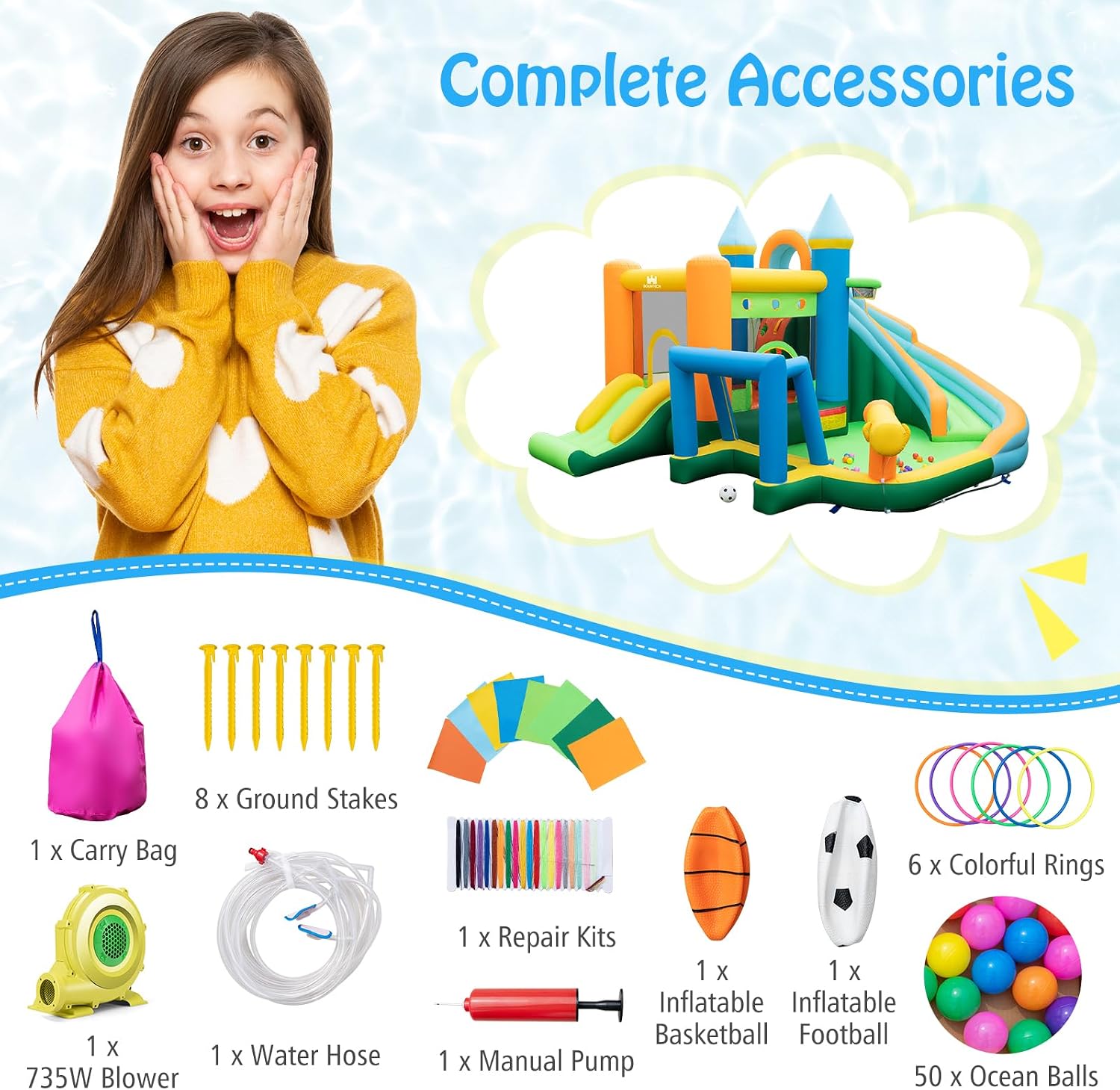 9-in-1 Inflatable Water Slide  - Kids Outdoor Jumping review and price