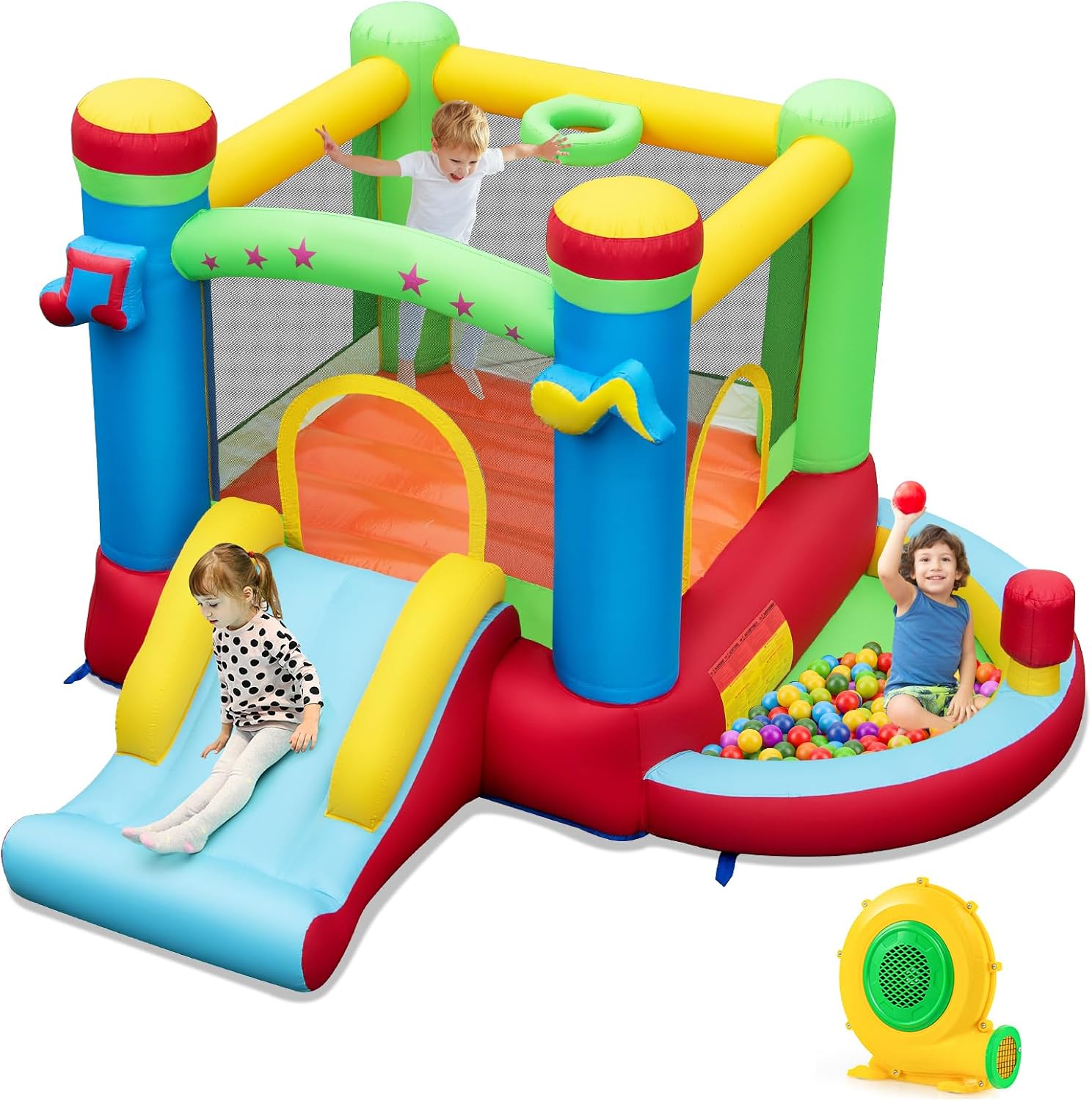 Inflatable Bounce House with B - Kids Outdoor Jumping review and price