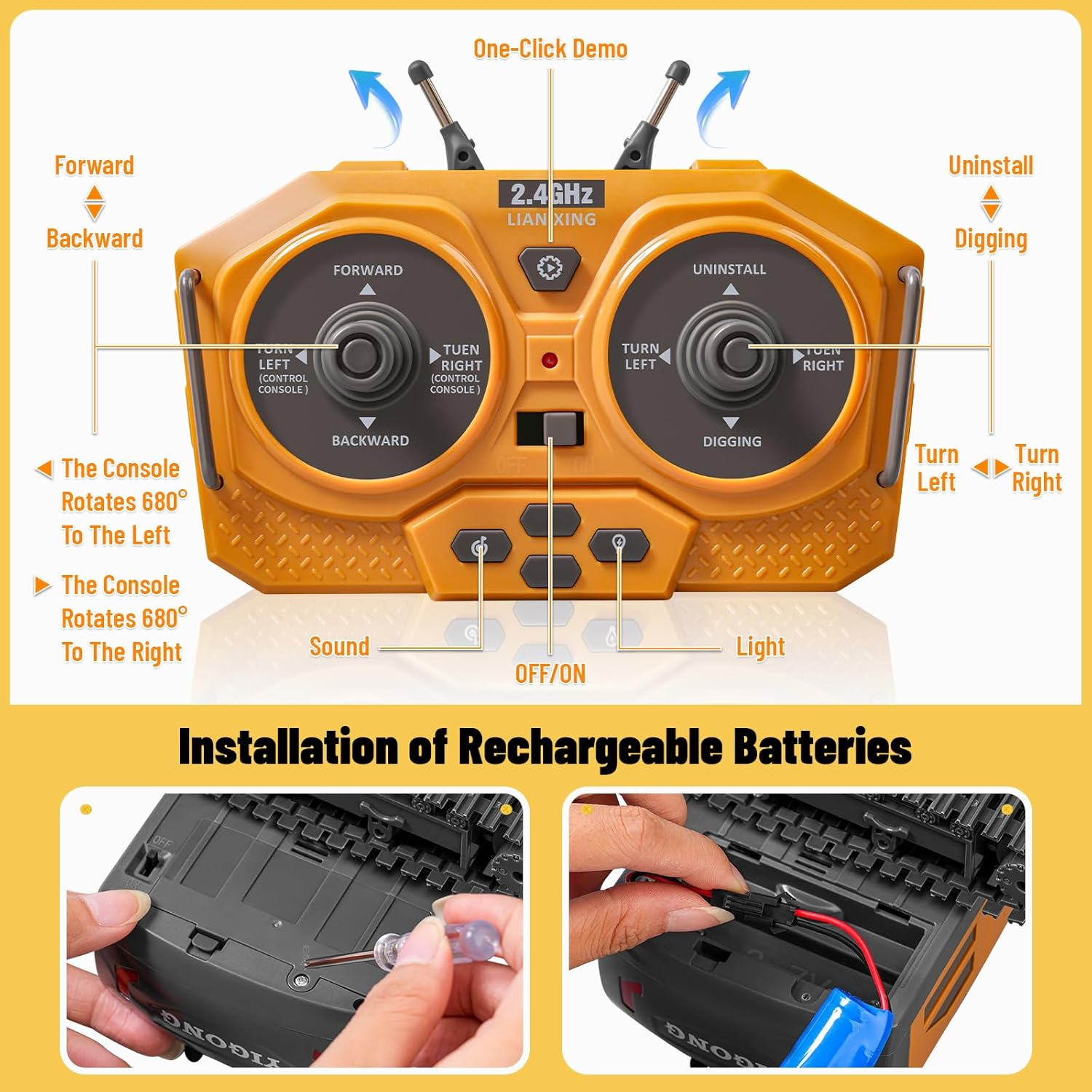 11 Channel RC Excavator Toy Wi - Kids Outdoor Dirt Toys review and price