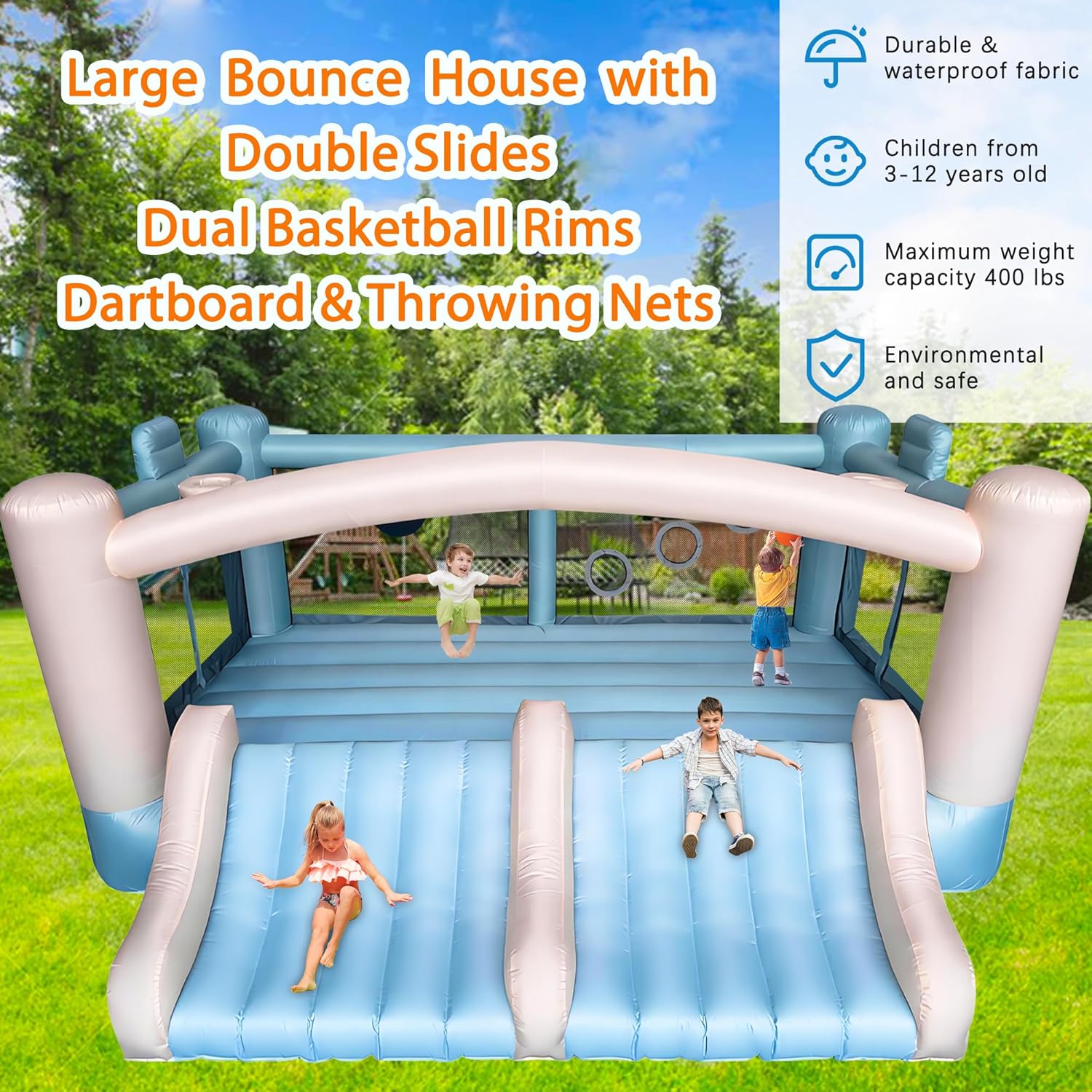 Large 8-in-1 Inflatable Bounce - Kids Outdoor Jumping Castle review and price