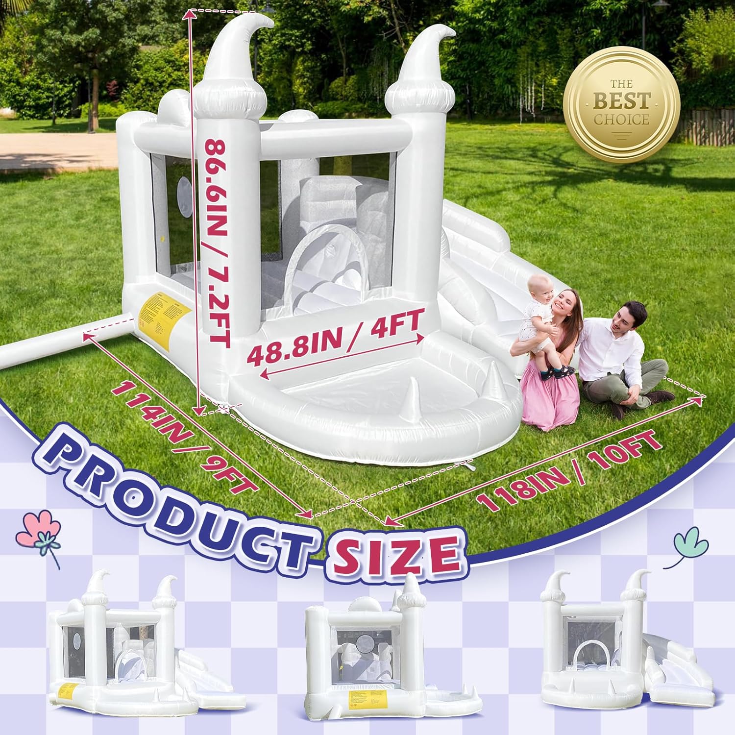 White Inflatable Bouncy Castle - Kids Outdoor Jumping Castle review and price