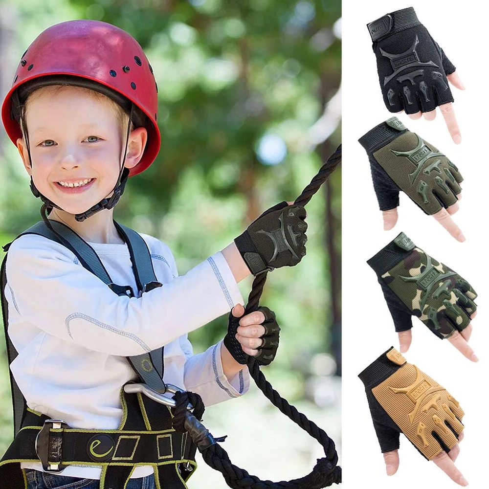 1Pair Kids Tactical Fingerless - Kids Outdoor Gloves review and price