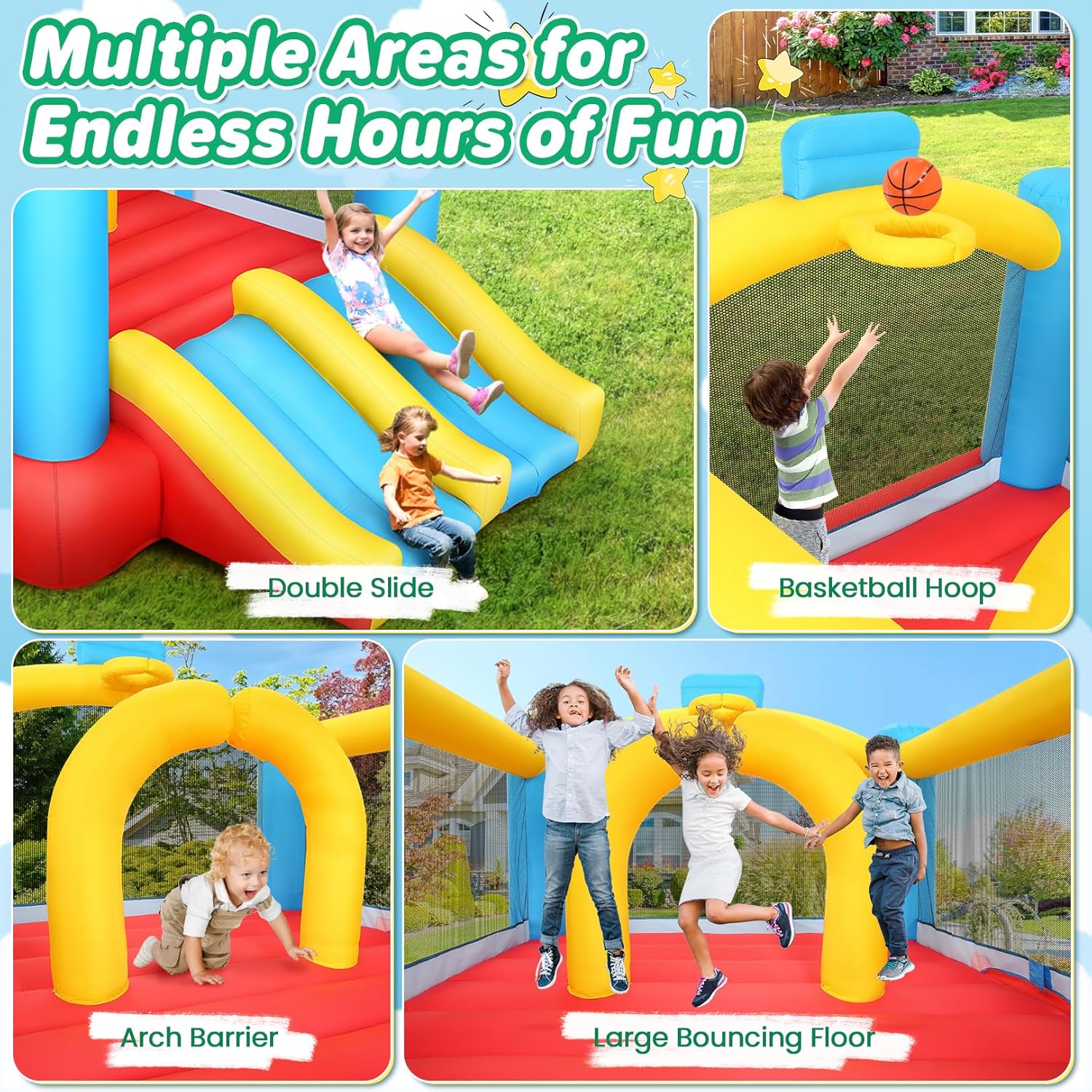 Kids Inflatable Bouncy Castle  - Kids Outdoor Jumping review and price